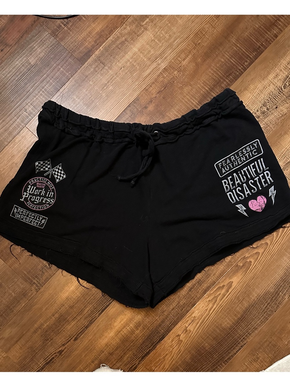 Beautiful Disaster frayed Graphic Lounge Shorts - Beautiful Disaster